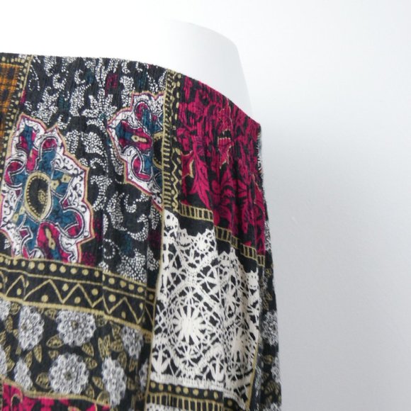 Vintage Options by Worthington Patchwork Black Green and Pink Midi Skirt Large - Picture 7 of 9